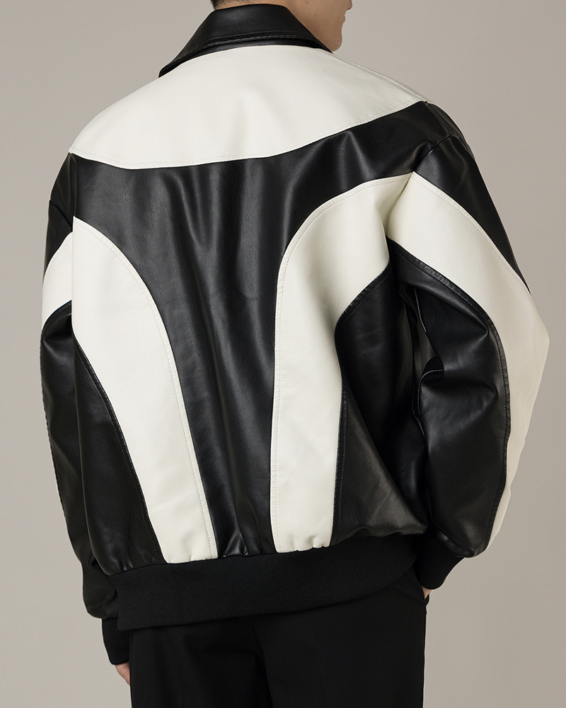 Y2K Grunge Black And White Leather Jacket - Retro 90S Fashion, Summer Y2K Outfits Y2K Grunge Black And White Leather Jacket - Retro 90S Fashion, Summer Y2K Outfits