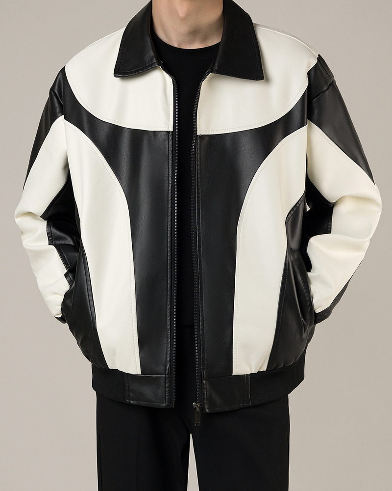 Y2K Grunge Black And White Leather Jacket - Retro 90S Fashion, Summer Y2K Outfits Y2K Grunge Black And White Leather Jacket - Retro 90S Fashion, Summer Y2K Outfits