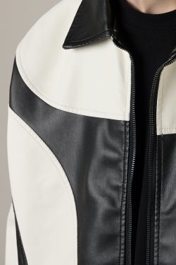Y2K Grunge Black And White Leather Jacket - Retro 90S Fashion, Summer Y2K Outfits