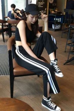 Y2K Grunge Black Ankle Cut Elastic Pants - Retro 90S Aesthetic Summer Outfit