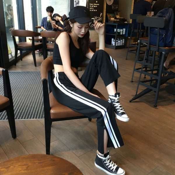 Y2K Grunge Black Ankle Cut Elastic Pants - Retro 90S Aesthetic Summer Outfit Y2K Grunge Black Ankle Cut Elastic Pants - Retro 90S Aesthetic Summer Outfit