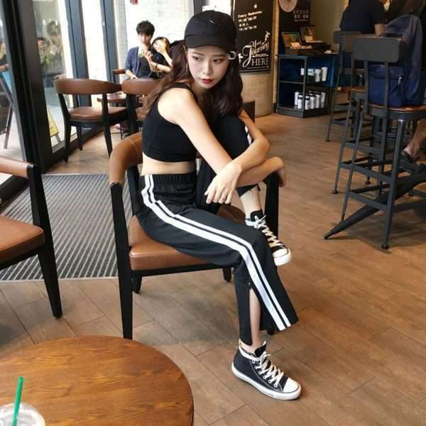 Y2K Grunge Black Ankle Cut Elastic Pants - Retro 90S Aesthetic Summer Outfit Y2K Grunge Black Ankle Cut Elastic Pants - Retro 90S Aesthetic Summer Outfit