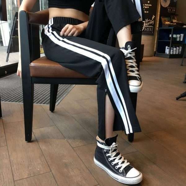 Y2K Grunge Black Ankle Cut Elastic Pants - Retro 90S Aesthetic Summer Outfit Y2K Grunge Black Ankle Cut Elastic Pants - Retro 90S Aesthetic Summer Outfit