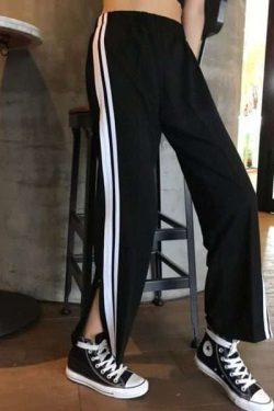 Y2K Grunge Black Ankle Cut Elastic Pants - Retro 90S Aesthetic Summer Outfit