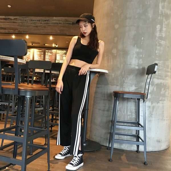 Y2K Grunge Black Ankle Cut Elastic Pants - Retro 90S Aesthetic Summer Outfit Y2K Grunge Black Ankle Cut Elastic Pants - Retro 90S Aesthetic Summer Outfit