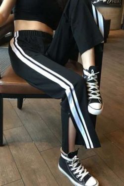 Y2K Grunge Black Ankle Cut Elastic Pants - Retro 90S Aesthetic Summer Outfit
