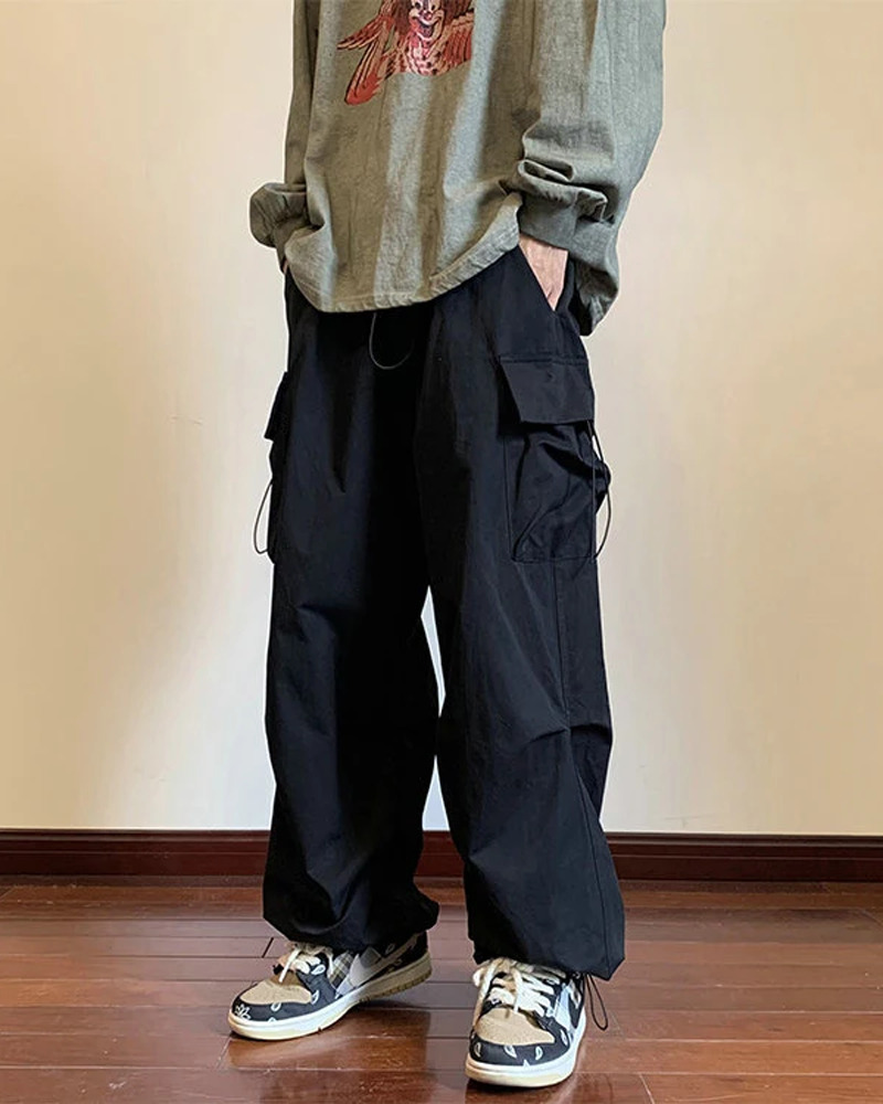 Y2K Grunge Black Baggy Cargo Pants - 90S Retro Style, Summer Y2K Outfits, Gothic Y2K Fashion