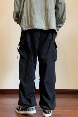 Y2K Grunge Black Baggy Cargo Pants - 90S Retro Style, Summer Y2K Outfits, Gothic Y2K Fashion