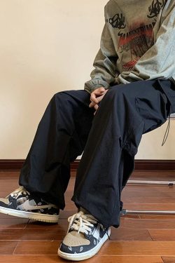 Y2K Grunge Black Baggy Cargo Pants - 90S Retro Style, Summer Y2K Outfits, Gothic Y2K Fashion