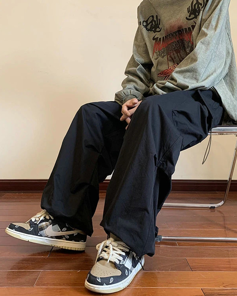 Y2K Grunge Black Baggy Cargo Pants - 90S Retro Style, Summer Y2K Outfits, Gothic Y2K Fashion