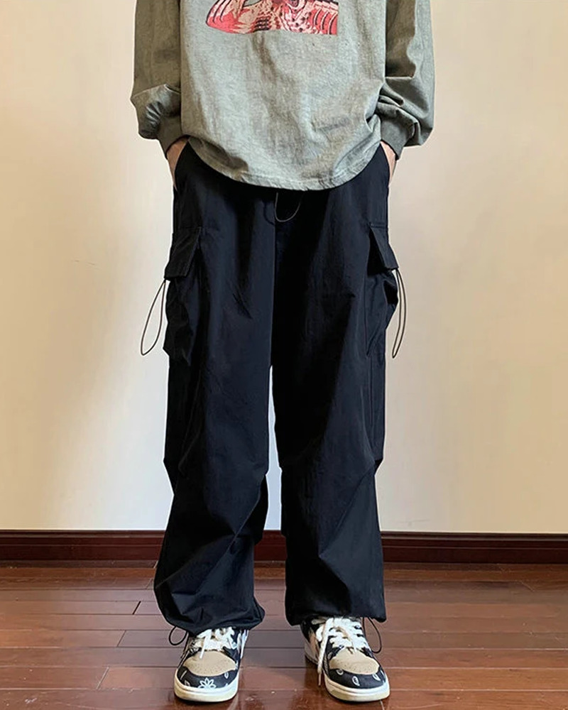 Y2K Grunge Black Baggy Cargo Pants - 90S Retro Style, Summer Y2K Outfits, Gothic Y2K Fashion