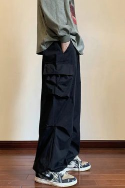 Y2K Grunge Black Baggy Cargo Pants - 90S Retro Style, Summer Y2K Outfits, Gothic Y2K Fashion