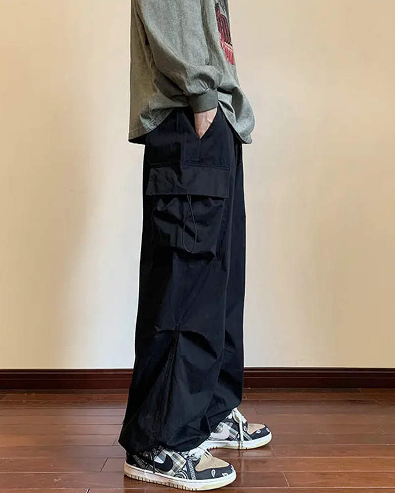 Y2K Grunge Black Baggy Cargo Pants - 90S Retro Style, Summer Y2K Outfits, Gothic Y2K Fashion