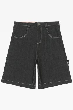 Y2K Grunge Black Baggy Shorts - 90S Retro Summer Outfit, Y2K Club & Party Fashion