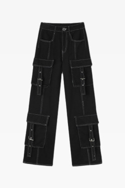 Y2K Grunge Black Cargo Baggy Jeans - 90S Retro Summer Outfit, Y2K Fashion Essentials