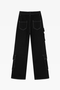 Y2K Grunge Black Cargo Baggy Jeans - 90S Retro Summer Outfit, Y2K Fashion Essentials