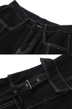 Y2K Grunge Black Cargo Baggy Jeans - 90S Retro Summer Outfit, Y2K Fashion Essentials