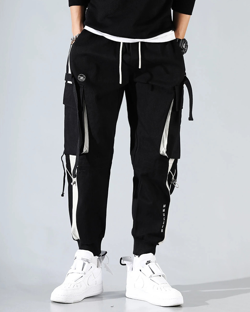 Y2K Grunge Black Cargo Jogger Pants - 90S Retro Summer Outfit, Y2K Club & Party Fashion