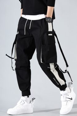 Y2K Grunge Black Cargo Jogger Pants - 90S Retro Summer Outfit, Y2K Club & Party Fashion