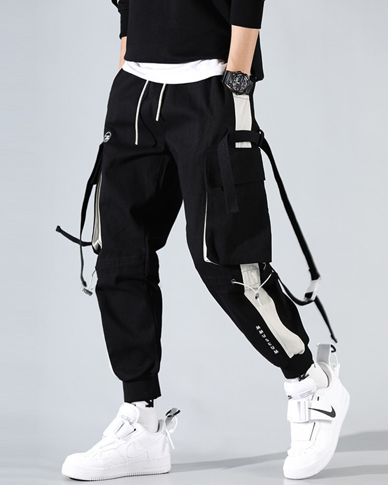 Y2K Grunge Black Cargo Jogger Pants - 90S Retro Summer Outfit, Y2K Club & Party Fashion