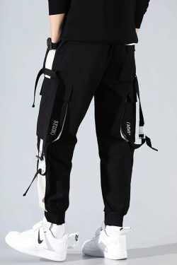 Y2K Grunge Black Cargo Jogger Pants - 90S Retro Summer Outfit, Y2K Club & Party Fashion