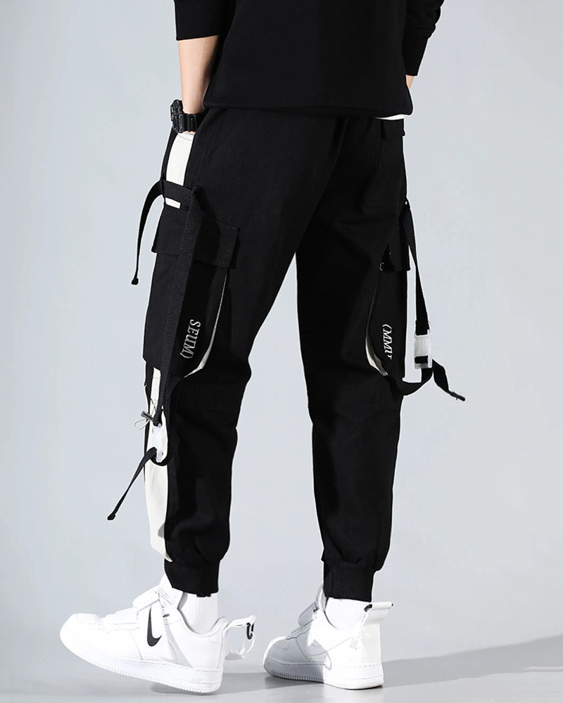 Y2K Grunge Black Cargo Jogger Pants - 90S Retro Summer Outfit, Y2K Club & Party Fashion