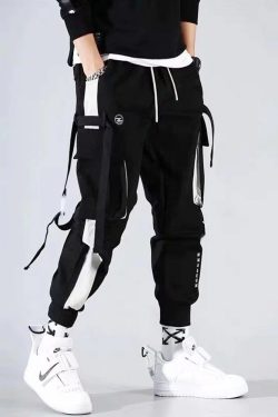 Y2K Grunge Black Cargo Jogger Pants - 90S Retro Summer Outfit, Y2K Club & Party Fashion