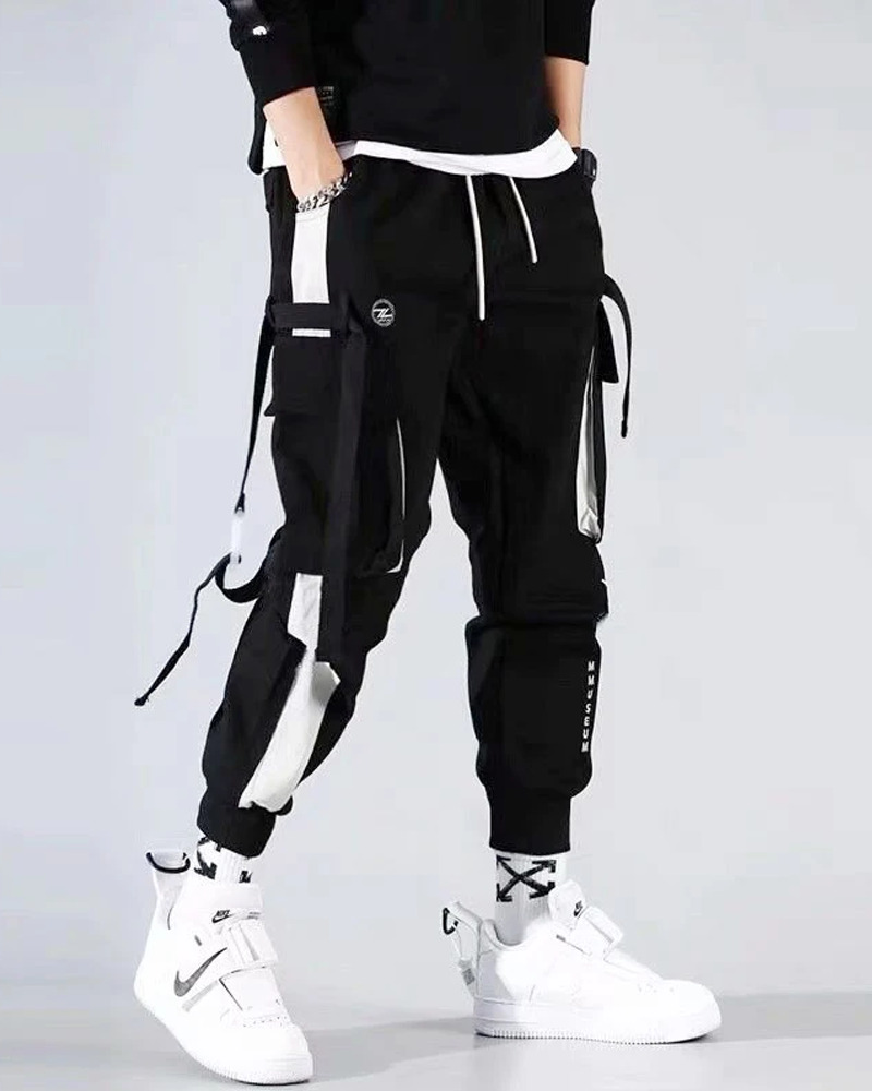 Y2K Grunge Black Cargo Jogger Pants - 90S Retro Summer Outfit, Y2K Club & Party Fashion