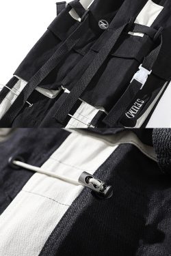 Y2K Grunge Black Cargo Jogger Pants - 90S Retro Summer Outfit, Y2K Club & Party Fashion