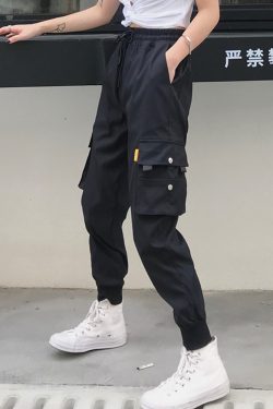 Y2K Grunge Black Cargo Pants - 90S Retro Summer Outfit, Y2K Club & Party Fashion