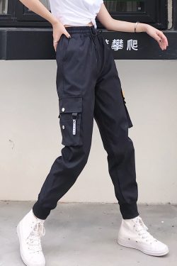 Y2K Grunge Black Cargo Pants - 90S Retro Summer Outfit, Y2K Club & Party Fashion