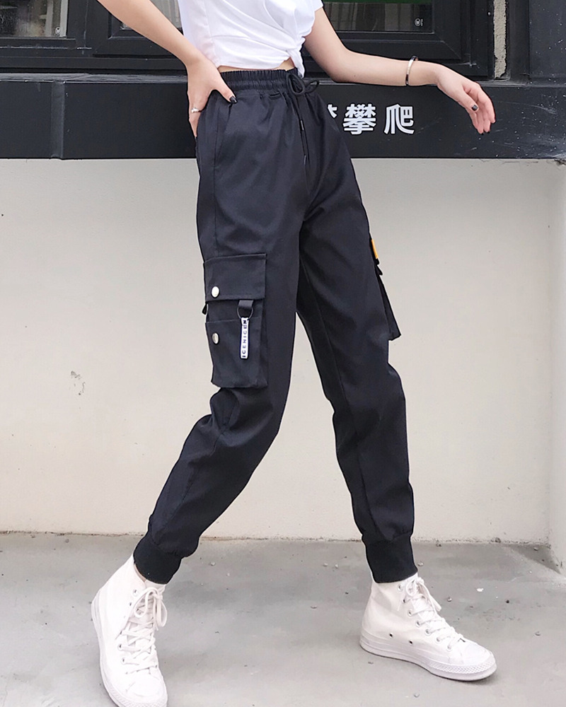 Y2K Grunge Black Cargo Pants - 90S Retro Summer Outfit, Y2K Club & Party Fashion