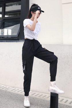 Y2K Grunge Black Cargo Pants - 90S Retro Summer Outfit, Y2K Club & Party Fashion