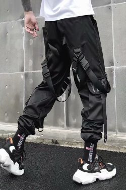 Y2K Grunge Black Cargo Pants - Retro 90S Streetwear, Summer Y2K Outfits, Gothic Y2K Fashion