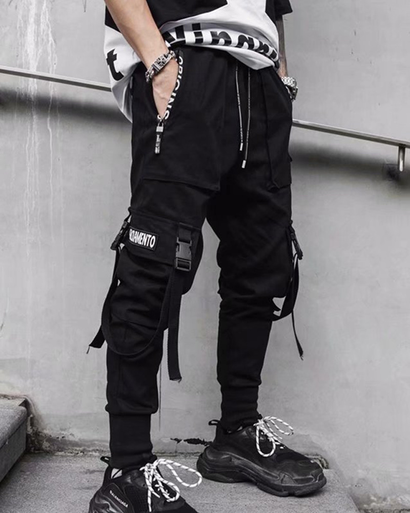 Y2K Grunge Black Cargo Pants With Straps - 90S Retro, Y2K Summer, Gothic Y2K Fashion Y2K Grunge Black Cargo Pants With Straps - 90S Retro, Y2K Summer, Gothic Y2K Fashion