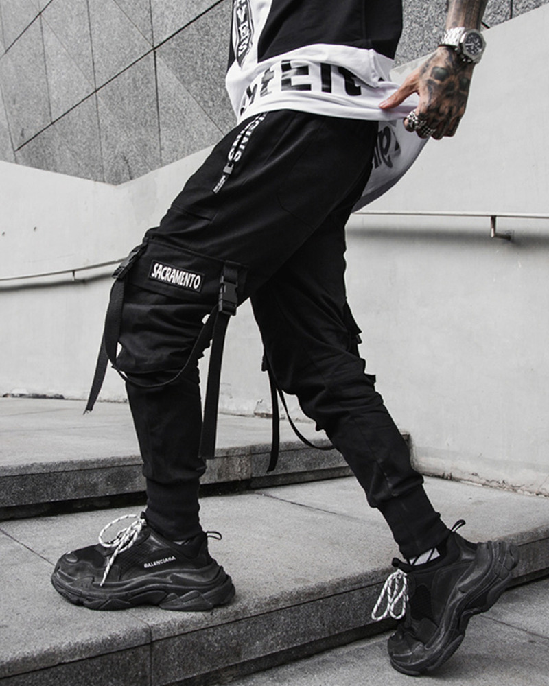 Y2K Grunge Black Cargo Pants With Straps - 90S Retro, Y2K Summer, Gothic Y2K Fashion Y2K Grunge Black Cargo Pants With Straps - 90S Retro, Y2K Summer, Gothic Y2K Fashion