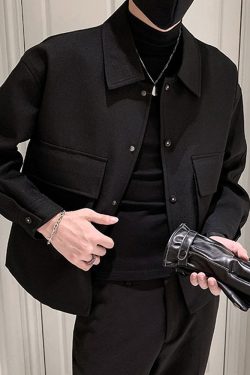 Y2K Grunge Black Casual Jacket - 90S Retro Style, Summer Outfits, Party & Club Fashion