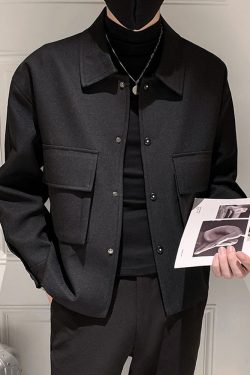 Y2K Grunge Black Casual Jacket - 90S Retro Style, Summer Outfits, Party & Club Fashion