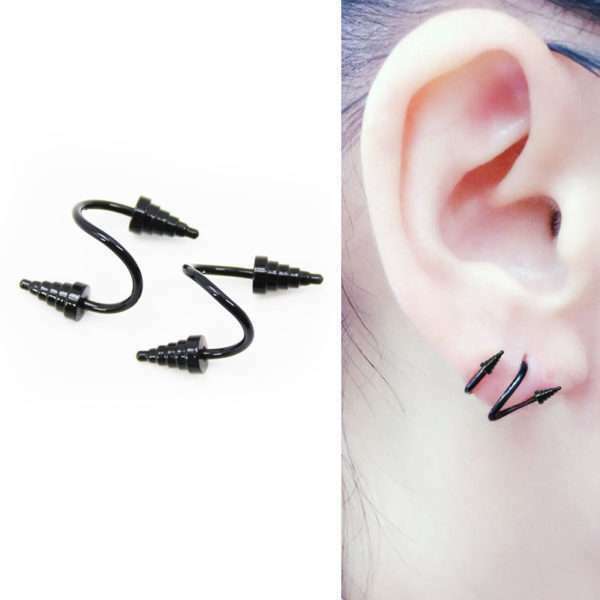 Y2K Grunge Black Cone Earrings - Retro 90S Fashion, Gothic Y2K, Pastel Goth, Y2K Club Outfits