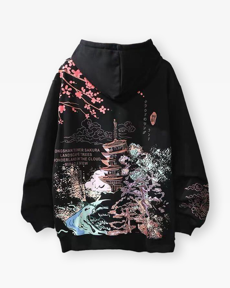 Y2K Grunge Black Japanese Hoodie - Retro 90S Fashion, Summer Y2K Outfits, Gothic Y2K Style