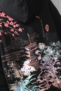 Y2K Grunge Black Japanese Hoodie - Retro 90S Fashion, Summer Y2K Outfits, Gothic Y2K Style