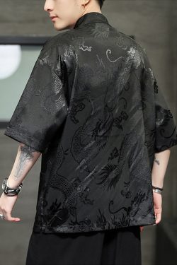 Y2K Grunge Black Kimono Jacket - Retro 90S Fashion, Gothic Y2K, Summer Y2K Outfits
