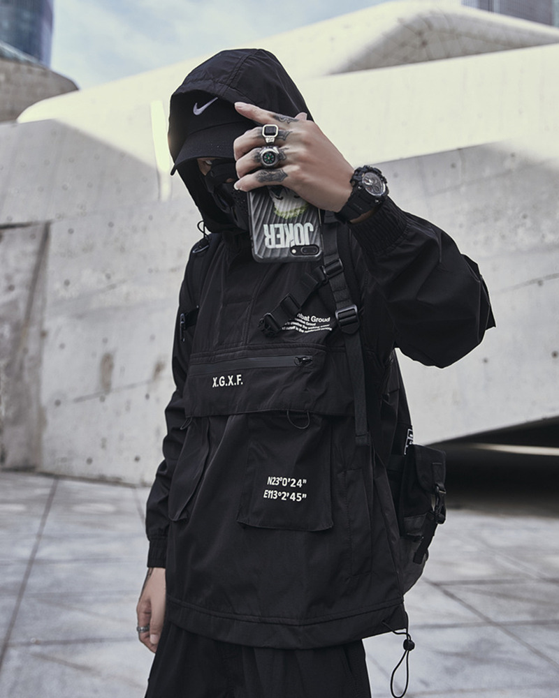Y2K Grunge Black Techwear Jacket - 90S Fashion, Retro Style, Gothic Y2K, Summer Y2K Outfits Y2K Grunge Black Techwear Jacket - 90S Fashion, Retro Style, Gothic Y2K, Summer Y2K Outfits