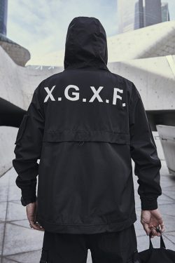 Y2K Grunge Black Techwear Jacket - 90S Fashion, Retro Style, Gothic Y2K, Summer Y2K Outfits