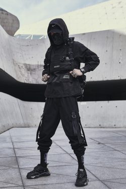 Y2K Grunge Black Techwear Jacket - 90S Fashion, Retro Style, Gothic Y2K, Summer Y2K Outfits