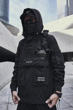 Y2K Grunge Black Techwear Jacket - 90S Fashion, Retro Style, Gothic Y2K, Summer Y2K Outfits