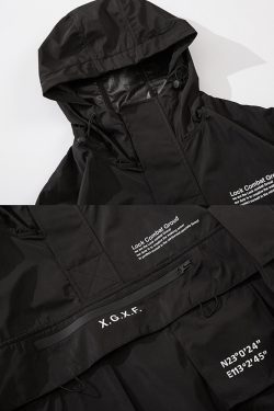 Y2K Grunge Black Techwear Jacket - 90S Fashion, Retro Style, Gothic Y2K, Summer Y2K Outfits