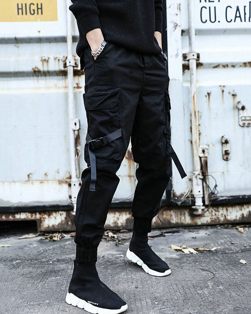Y2K Grunge Black Techwear Pants - 90S Fashion, Retro Style, Gothic Y2K, Summer Y2K Outfits