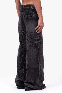Y2K Grunge Black Wash Baggy Jeans - Retro 90S Fashion, Summer Y2K Outfits, Gothic Y2K Style