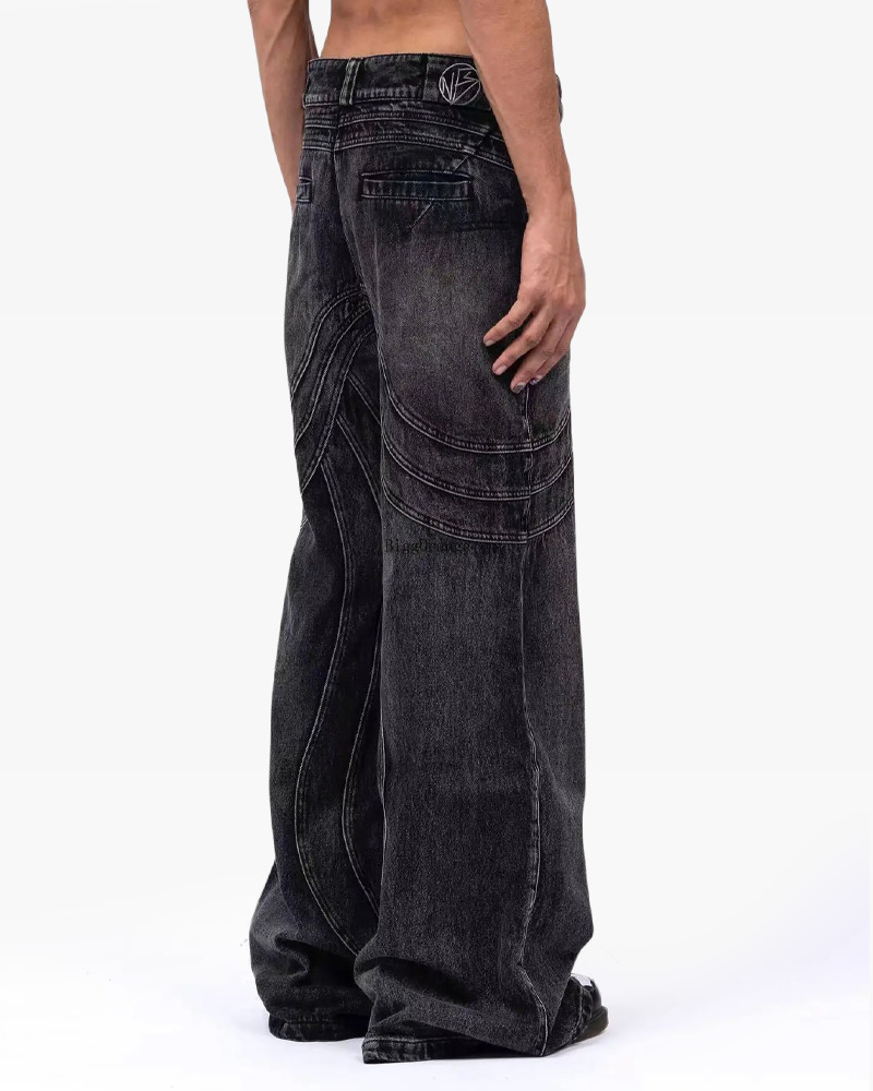 Y2K Grunge Black Wash Baggy Jeans - Retro 90S Fashion, Summer Y2K Outfits, Gothic Y2K Style